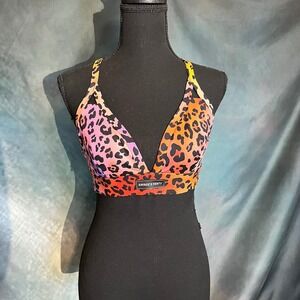 Savage X Fenty Leopard‎ Print Low Impact Sports Bra Criss Cross Back Size L